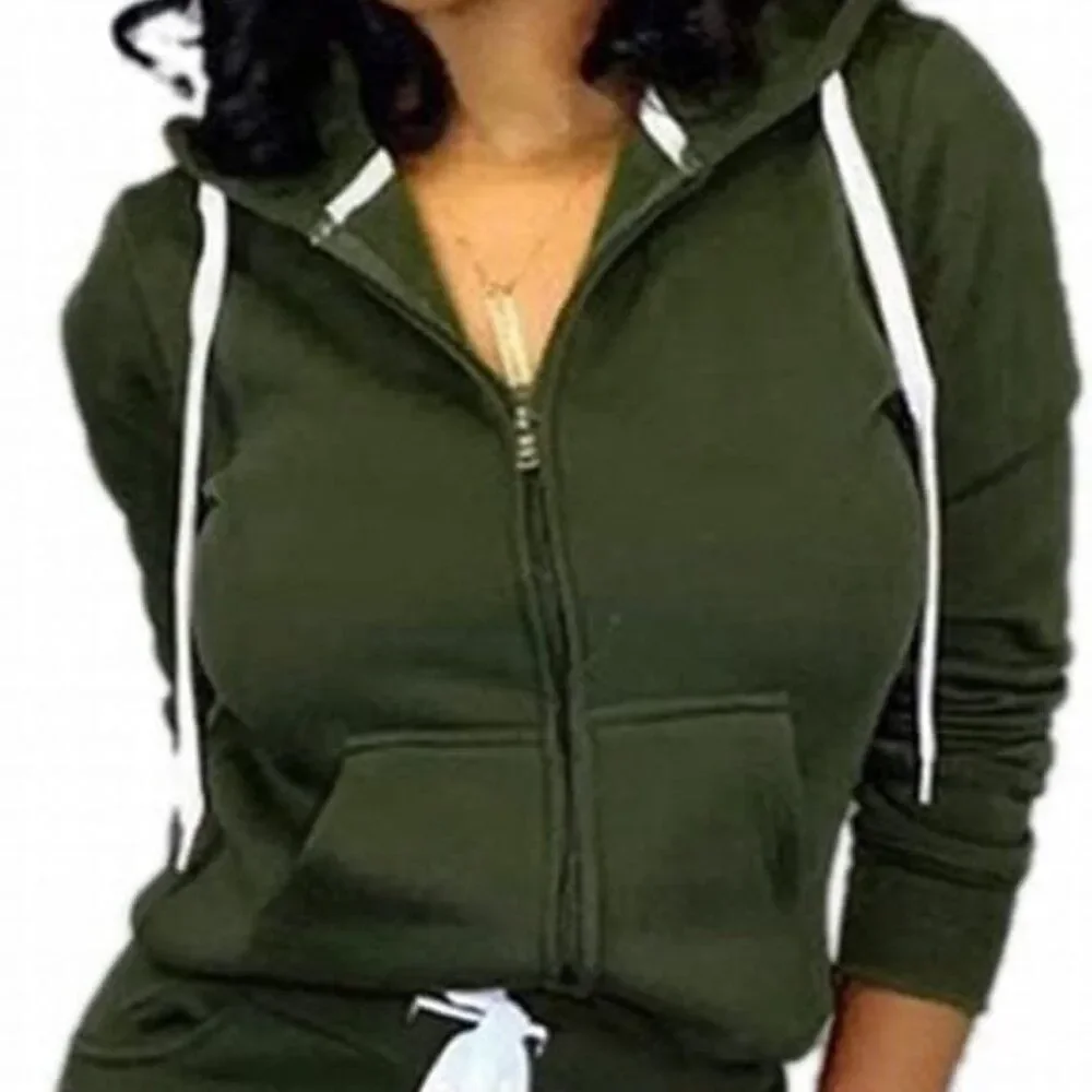 Athleisure Wear Zip Hoodie Jogger Set Casual 2 Piece  Casual Street Wear